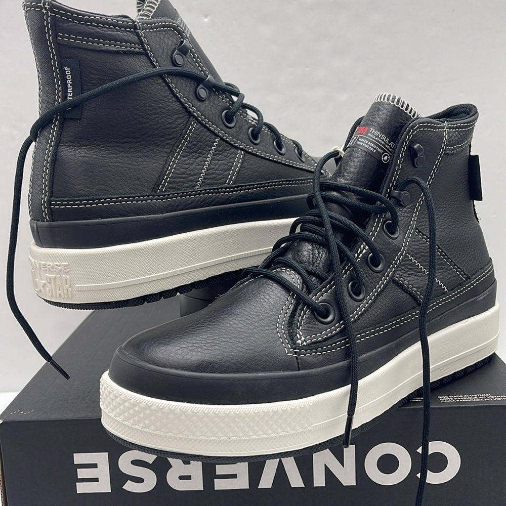 Converse WMNS Leather High-Tops A08555C CTAS EQUIP WP HI
BLACK/BLACK/VINTAGE WHT - Picture 10 of 16
